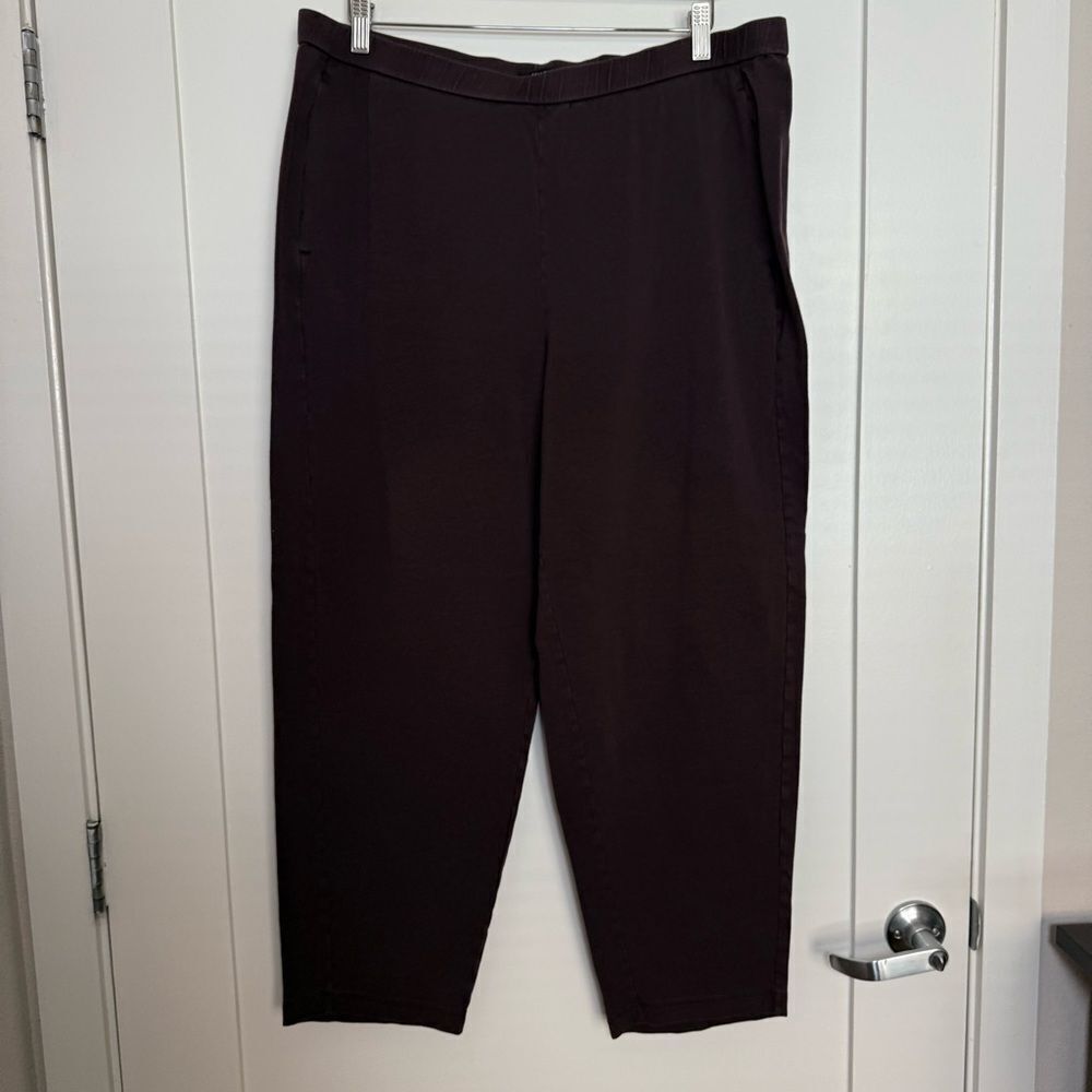 Eileen Fisher Leggings Terry Pants Womens 1X Brown Knit Lyocell Organic Cotton